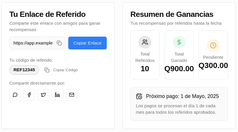 Referi.me Dashboard Preview